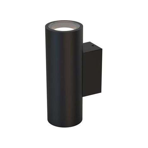 Mantra Aplique de pared exterior cilíndrico negro con doble luz PERE, IP65 2xGU11 (1/3)
