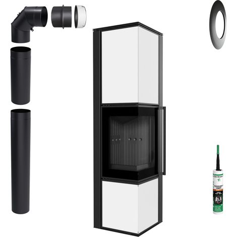 Kaminofen KRATKI TORA 8 kW ∅150 Schwarz + Weißes Glas + Zubehör (1/5)
