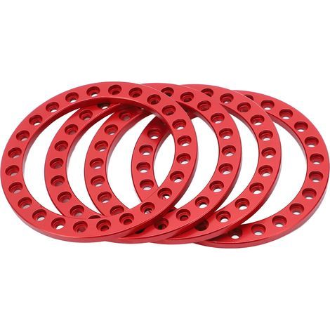 4 pièces Bague Externe de Beadlock en Alliage d'Aluminium pour Jante 1.9 Pouces, Compatible avec Moyeu VP, Rouge (1/5)