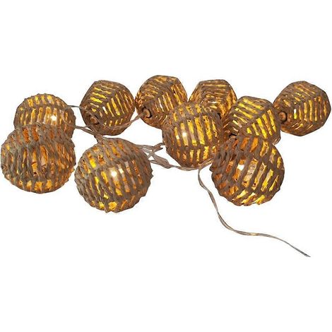 Guirlande lumineuse de Noël en rotin et papier, 2,5 m, 10 LED, avec boules et lustre (1/5)