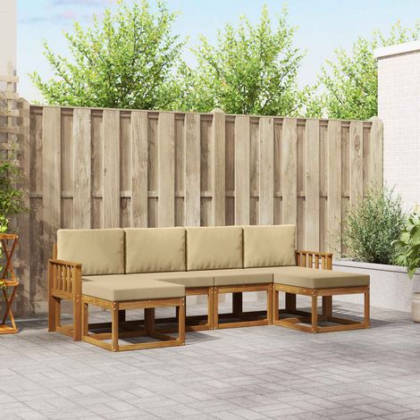 Outdoor-Sofagarnitur 6 pcs Natur und Beige Holzwerkstoff (1/5)