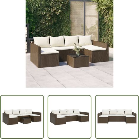 Gartenlounge - 2-tlg. Garten-Lounge-Set mit Kissen Braun Poly Rattan (1/5)