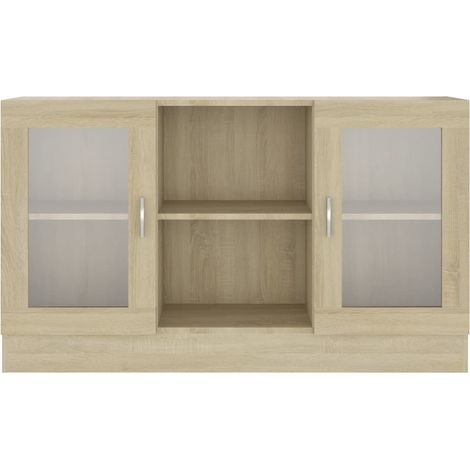 Armoire à vitrine Bibliothèque Armoire de rangement Chêne sonoma 120x30,5x70 cm Aggloméré 32066 (1/5)