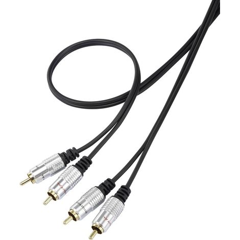 SpeaKa Professional SP-7870144 RCA Audio Cavo [2x Spina RCA - 2x Spina RCA] 1.00 m Nero rivestimento super morbido, con (1/4)