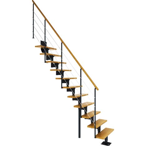 Dolle Mittelholmtreppe Boston 228-300cm Geschosshöhe Geradelaufend in Eiche/Anthrazit (1/2)