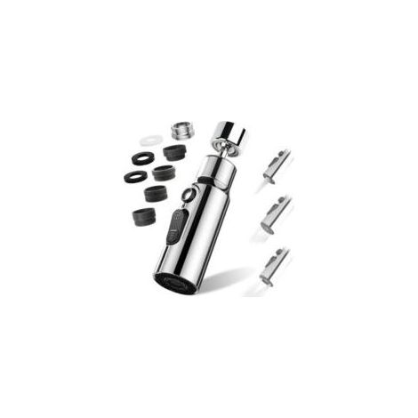 Aérateur de Robinet, 360° Pivotant Embout Robinet Cuisine avec 3 Modes Douchette Mousseur Robinet Economie Eau, Adaptateur Economiseur D'eau Pour Robinet Salle De Bain lavabo (Argent) (1/4)