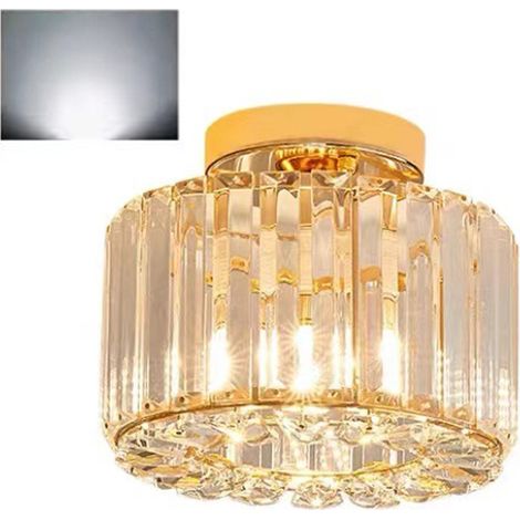 Lustre en cristal doré à lumière blanche 110-240 V – Plafonniers modernes semi-encastrés pour couloir, cuisine (1/4)