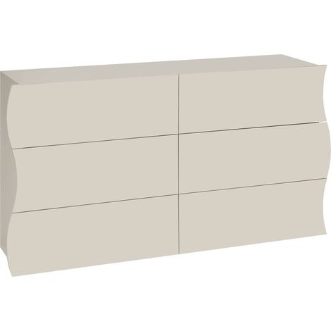 Cassettiera 6 Cassetti Onda 155,1x40x81,8 cm Finitura in Melamina Cachemire (1/4)