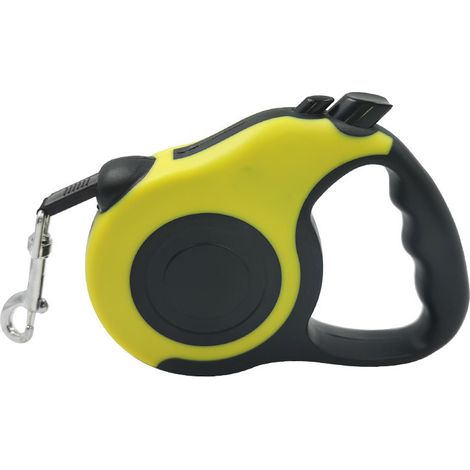 Einziehbare Haustierleine mit Druckknopfsteuerung, ergonomischem Griff und sicherem Laufgurt für Hunde, Katzen und Kaninchen, 5 m (16,4 ft), gelb (1/5)