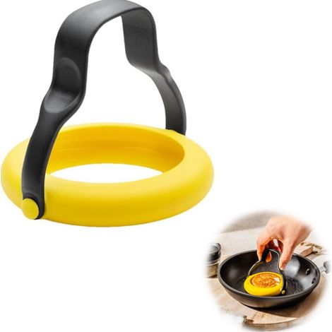 Anneaux à œufs jaunes pour frire, anneaux de friture, anneaux à œufs en silicone antiadhésif, moules à œufs ronds pour frire les œufs (1/5)