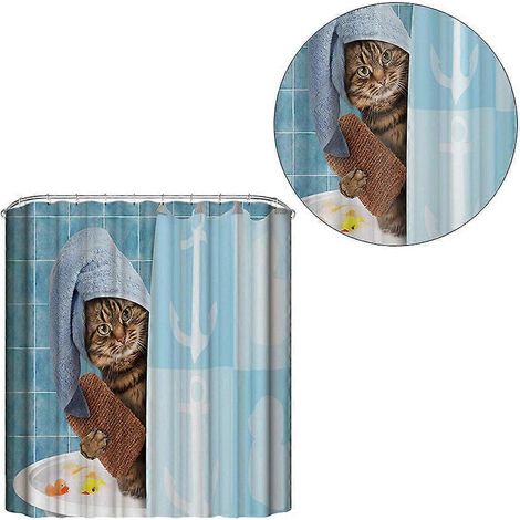 Tapis de douche imperméable imprimé, couleurs élégantes, usage domestique, 150 x 180 cm, 1 pièce (1/5)