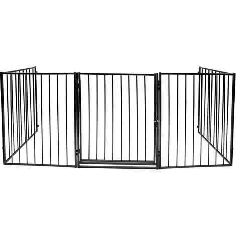 Wolketon Kaminschutzgitter 5-tlg Ofenschutzgitter Laufgitter Absperrgitter Türschutzgitter Kinder-Sicherung,304x75cm,Schwarz