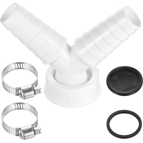 Raccord en Y Tuyau de Vidange Universel pour Machine à Laver et Lave-Vaisselle Avec Pince et Patin de Retour Adapté aux Sorties d'Évacuation 30 mm (1/5)