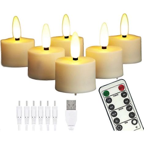 Bougies chauffe-plat rechargeables sans flamme, petites, avec télécommande, LED votive, minuterie 2/4/6/8 heures, 1,5" x 2,17". (1/5)