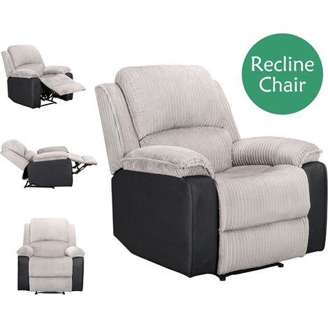 WestWood Manual Recliner Single Sofa Reclining Armchair Fabric Leather With Foot Rest WW-RS-05 Light Grey (1/2)