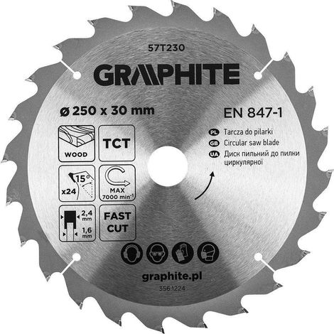 Lama per sega graphite metallo 250 mm 24 denti