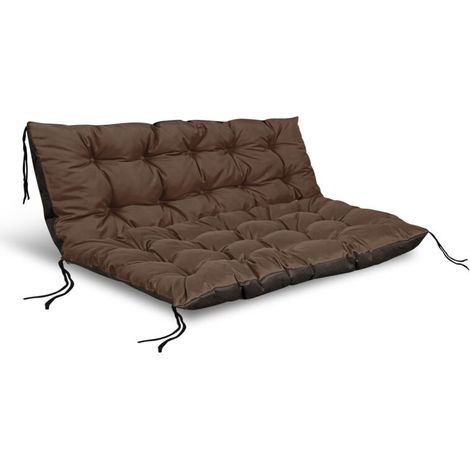 2 Coussins Jardin - 120x80 cm + 120x40 cm - Imperméables - Pour Banc Europalettes - Marron (1/5)