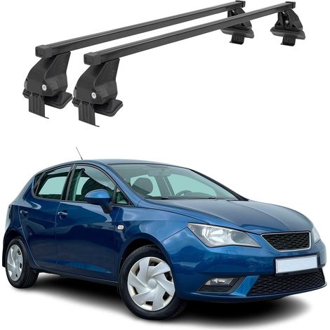 OMAC Dachträger Querträger Stahl für Seat Ibiza IV SportCoupé 2008-2017 – Abschließbar – City-Crash-getestet – DIN 75302:2019 – ISO/PAS 11154:2006 – Max. 50 kg Schwarz (1/5)