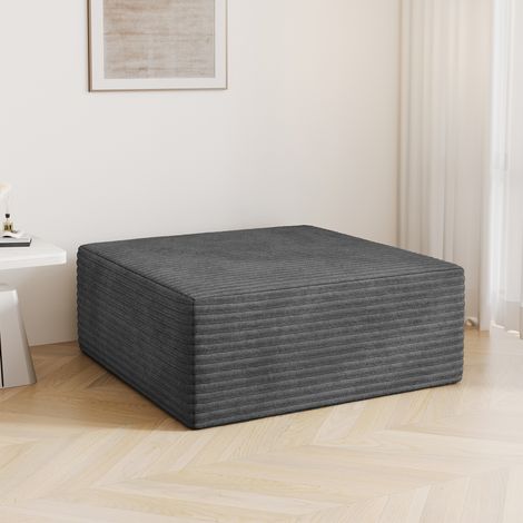 Pouf modulaire compressé en Velours Côtelé Gris,Repose-pied,101x101x44cm - Salon