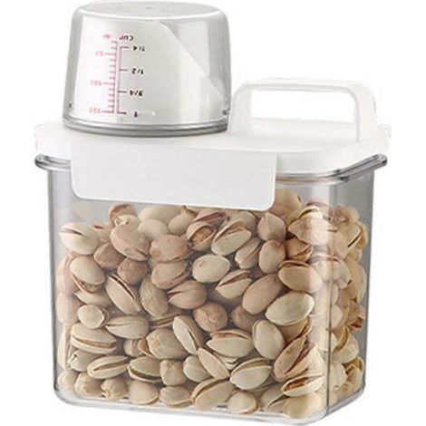 Boîte de conservation hermétique pour céréales, seau à riz transparent, bocal de cuisine, récipient pour pâtes, 1100 ml (1/5)