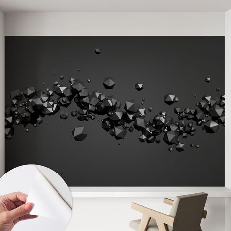 Papier peint autocollant Mural avec colle pour salon et chambre Décoration murale rapide Solides noirs 152x104 cm (1/5)