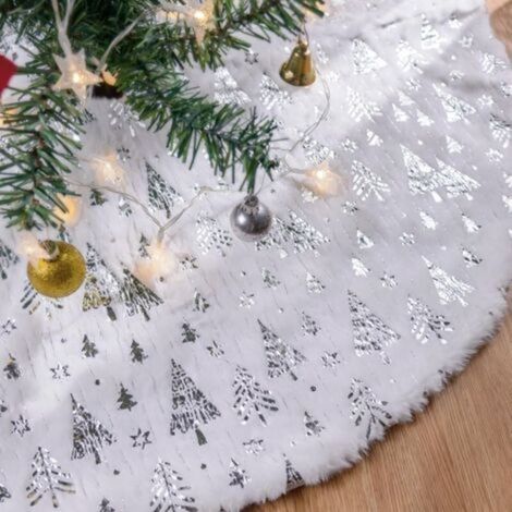 Christmas tree skirt 150 cm, Christmas tree cushion, Christmas tree cover, Christmas tree base cover (silver)