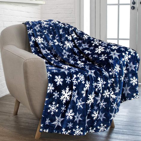 Couverture En Flanelle - Motif Flocons Et Cerfs - Pour Canapé Lit Voiture - 150 x 200 cm - 1 Pièce (1/5)