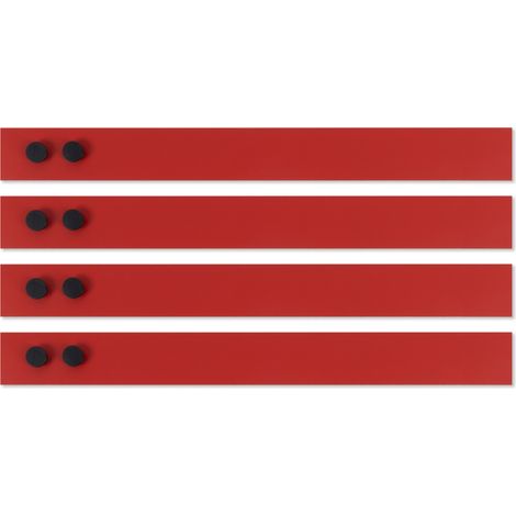 Magnetleisten Rot 5 x 50 cm 4er-Set Inklusive 32 Magnete