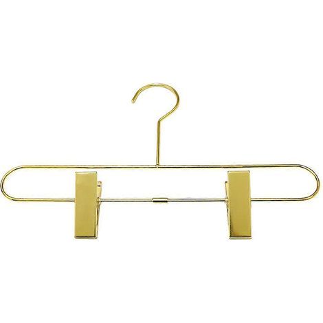 Séchoir à pantalons multifonction en métal avec pinces, cintres rétractables et réglables, accessoires de rangement pour vêtements et chaussettes adultes (doré)-Golden (1/2)