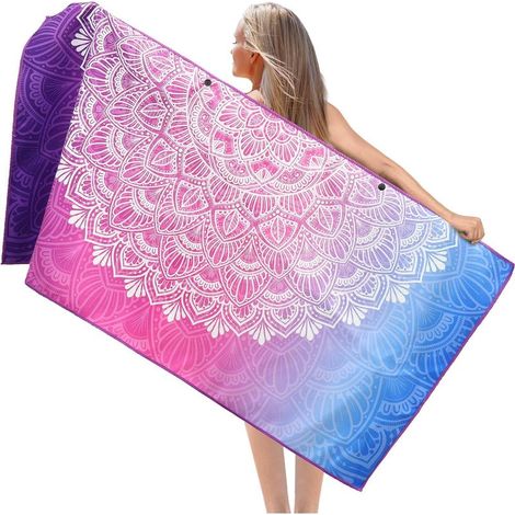 Serviette de Plage XXL, Serviette Microfibre 80x160cm, Serviettes de Plage Léger et Séchage Rapide, Serviette Convient pour la Plage, Sport, Voyages, Sauna, Piscine (1/4)