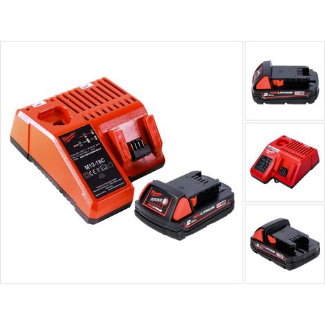 Milwaukee M18 B2 Akku Starter Set 18 V 1x 2,0 Ah ( 1x 4932430062 ) + M12-18C Ladegerät 12 - 18 V ( 4932352959 )