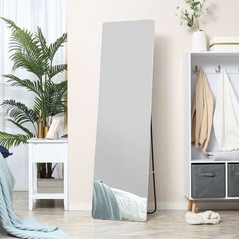 Specchio da terra a figura intera HOMCOM con cornice moderna in lega di alluminio, dimensioni 45x37x158,5 cm, colore argento.