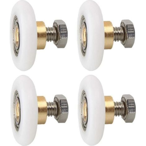 27-mm-Duschtürrollen-Set, 4-teilig, Ersatzrollen für Duschtüren, gerillte Duschtürrollen mit Schrauben, 27 mm Durchmesser (1/5)