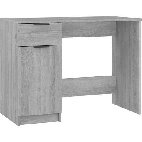 vidaXL Escritorio de madera contrachapada gris Sonoma 100x50x75 cm (1/2)