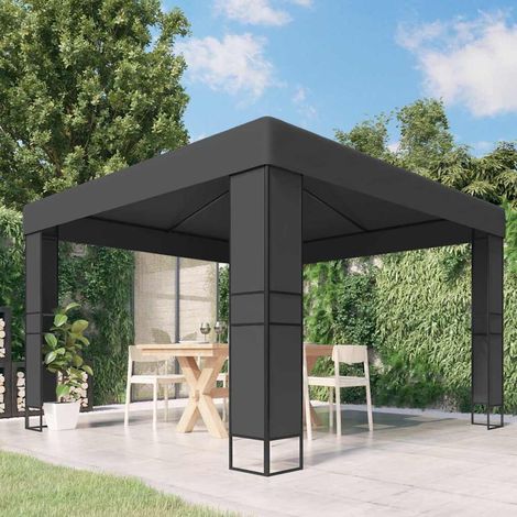 vidaXL Tonnelle avec toit double 3x3 m Anthracite (1/4)