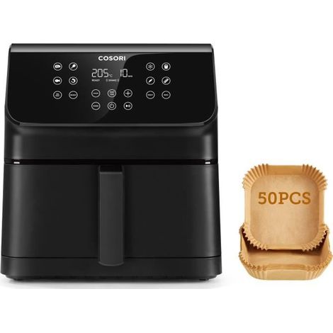Fritteuse ohne Öl COSORI - Premium II Chef Edition - Kapazität 6,2L - 12 Programme - Packung mit 50 Backpapieren - 1700W - Schwarz
