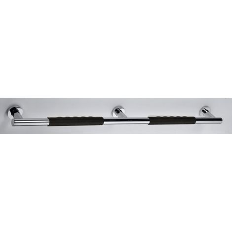 Barre de maintien double OMEGA en inoxydable et gomme noire 85,5x8x5 cm (1/2)