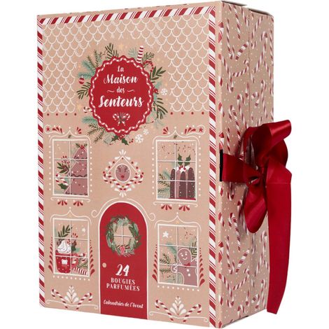 Paris Prix – Calendrier de l'Avent 24 bougies parfumées 'Ginger' 30cm – Verre et cire de paraffine – Décoration élégante pour Noël