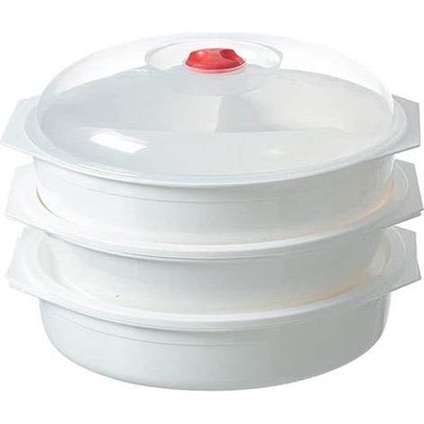 Juego de 3 recipientes para microondas con tapas ventiladas,Aptos para lavavajillas y congelador,3 litros,Blanco/Transparente (1/5)
