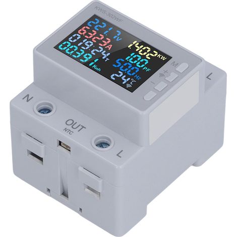 Compteur d'énergie connecté Wi-Fi avec écran LED couleur sur rail DIN, mesure consommation électrique AC 170-270V 63A (1/5)