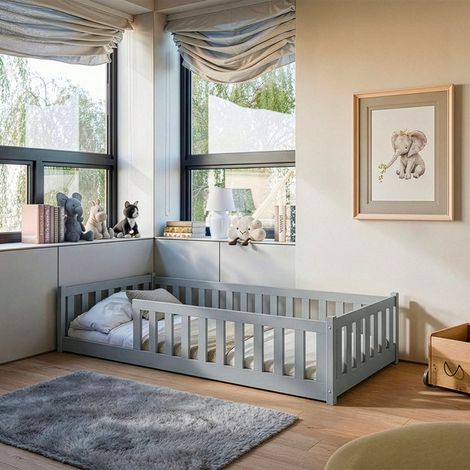 Letto a terra 80x160 con rete a doghe Maya Grigio (1/3)