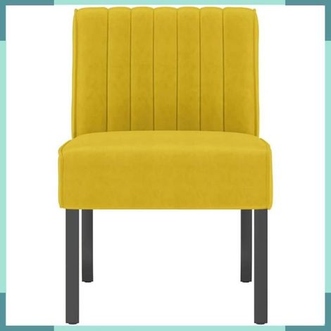 352455 Fauteuil sans accoudoirs jaune velours (1/5)