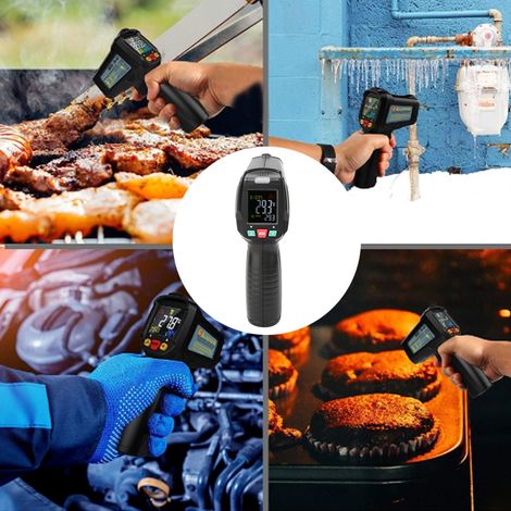Pistolet pyromètre infrarouge mesureur de température écran LCD numérique capteur portable pour contrôle -50°C à 580°C (1/5)