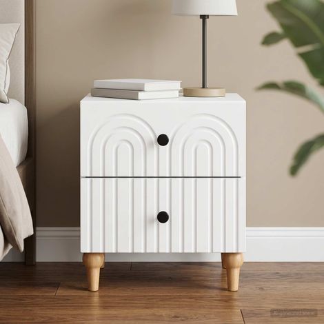 vidaXL Bedside Cabinet White 43 x 34.5 x 48 cm Engineered Wood (1/5)