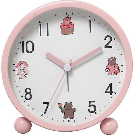 Wecker, geräuschlose und leuchtende analoge Tischuhr, 10 cm Durchmesser, kein Ticken, batteriebetrieben, mit lautem Alarm und Nachtlicht, kleine Tischuhr fürs Schlafzimmer, B( )
