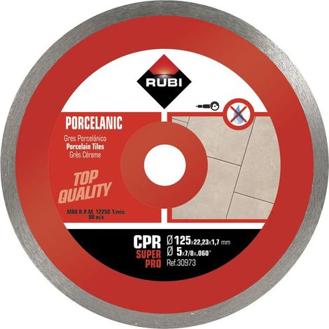 Rubi – Disque diamant pour meuleuse 30973 – 125mm pour grès porcelaine – Coupe à sec haute résistance – Épaisseur 2mm max