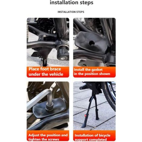 Béquille Vélo Double Réglable 24-29 Pouces, Support Central Antidérapant pour VTT et Vélo de Route Noir (1/4)