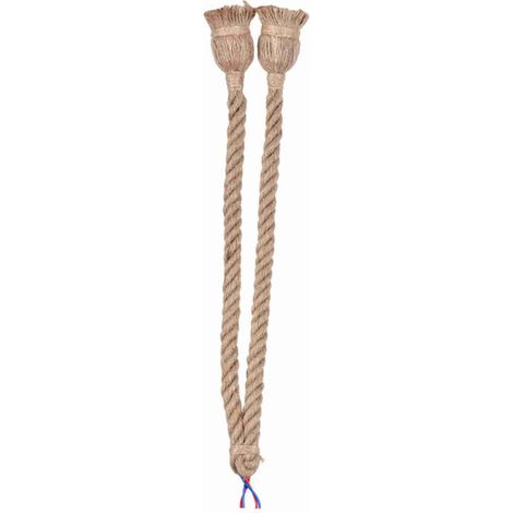 Suspension rétro en corde de chanvre, 1 pièce, lustre style loft, style industriel créatif, double tête (1/5)