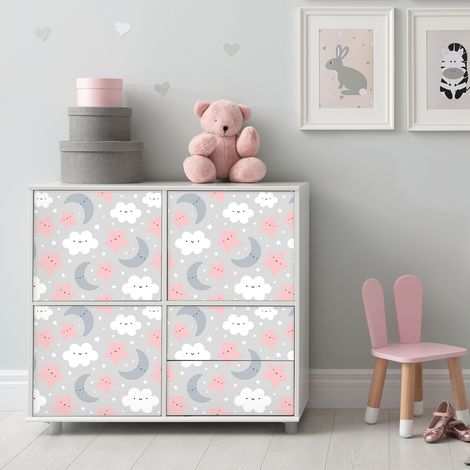 Sticker meuble enfant nuages et ciel étoilé 40 x 60 cm