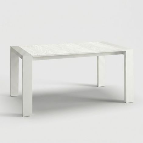 Tavolo da pranzo allungabile 8 posti gambe bianche 140/195x90 Pesaro - Frassino